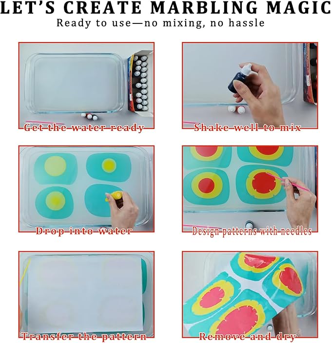 27PCS Water Marbling Painting Kit, Christmas Water Paint for Craft, Turkish Marble Pattern Craft Set,Cream Watercolor Art Kit, Perfect for Christmas, Halloween, Thanksgiving & New Year Gifts