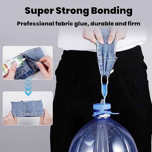 Fabric Glue Permanent, 60ml Super-Strong Clear Washable Fabric Adhesive for Clothing, Patches, Leather, Cotton, Denim, Polyester, Doll Repair (Fabric Glue Kits 2 Pack)