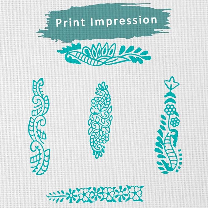 Mehndi Print Blocks Stylish Border Pattern Wooden Stamps - Handcarved Indian Textile Printing Blocks for Henna Mehndi Clay Pottery Hashcart® | Set of 5 |