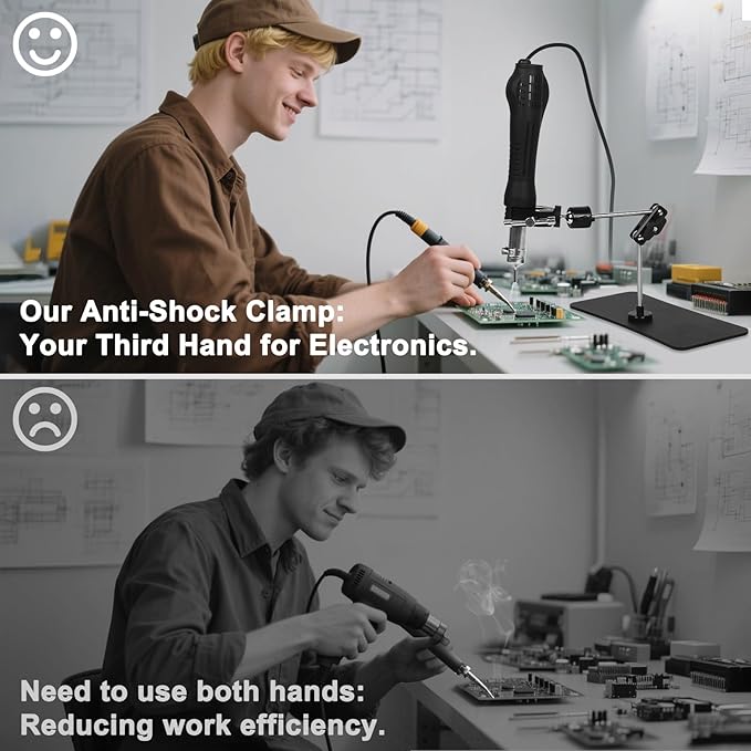Helping Hands Soldering Magnetic Soldering Clamp with 2.16-inch Jaw Opening, Super Clamp with 1/4 and 3/8 Thread, Flexible Articulating Arms with Clamps, Magnetic PCB Clip for Repairing DIY Work