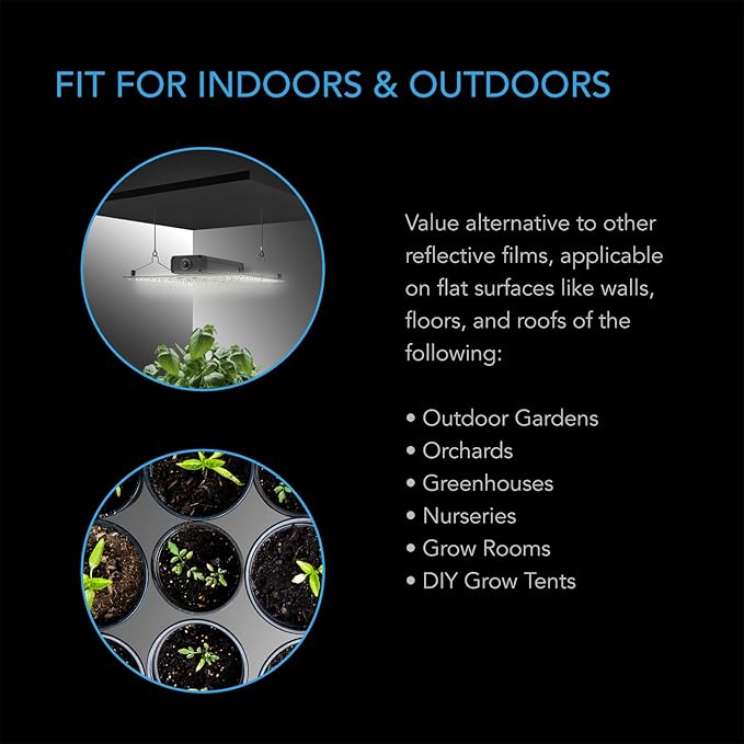 AC Infinity Mylar Film Roll 4' x 25', Reflective PET Foil Sheet, 2 mil Thick Tear-Resistant Cover Vapor Barrier for Greenhouses, Patio, Gardens, and DIY Grow Rooms