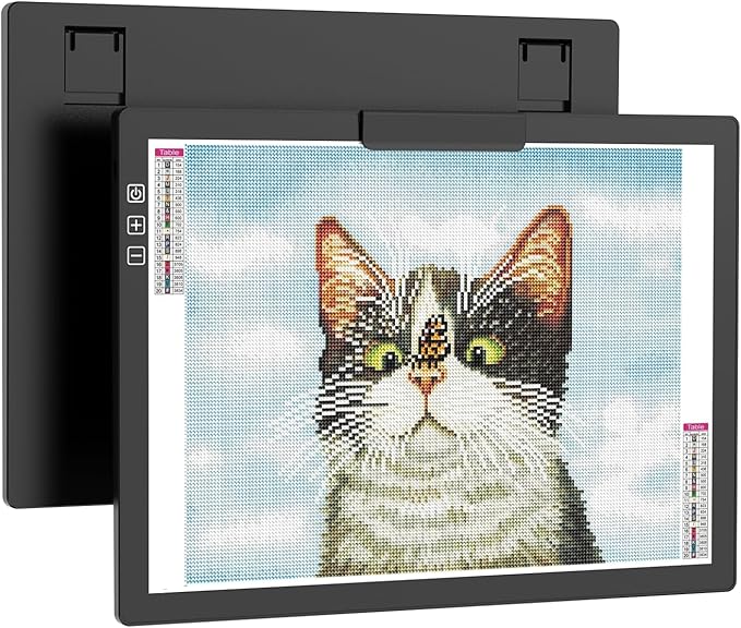 HIUKCOLED Rechargeable A4 Light Pad, Battery Powered Light Board with Top Clip＆Stand, Stepless Dimmable＆6-Level Brightness Adjustable, Wireless LED Tracing Box for Diamond Painting,Drawing,Sketching