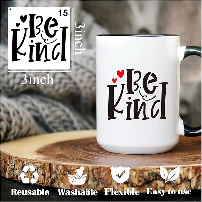 65Pcs Small Stencils for Painting on Wood Reusable, 3 Inch Reusable Stencil for Craft Ornament Paint Template Stencils for Wall Card Rock Wood Signs Coasters Canvas Home Decor (Bible Words)