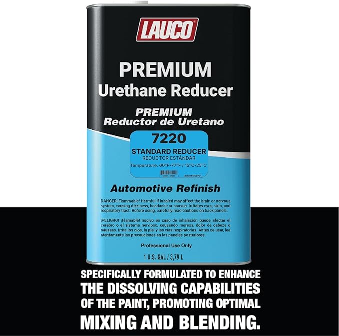 LAUCO Standard Urethane Grade Reducer (7220), 2 Gallons, 60°F - 77°F - For Automotive Paint and Industrial Paint Use - High Performance Automotive Grade