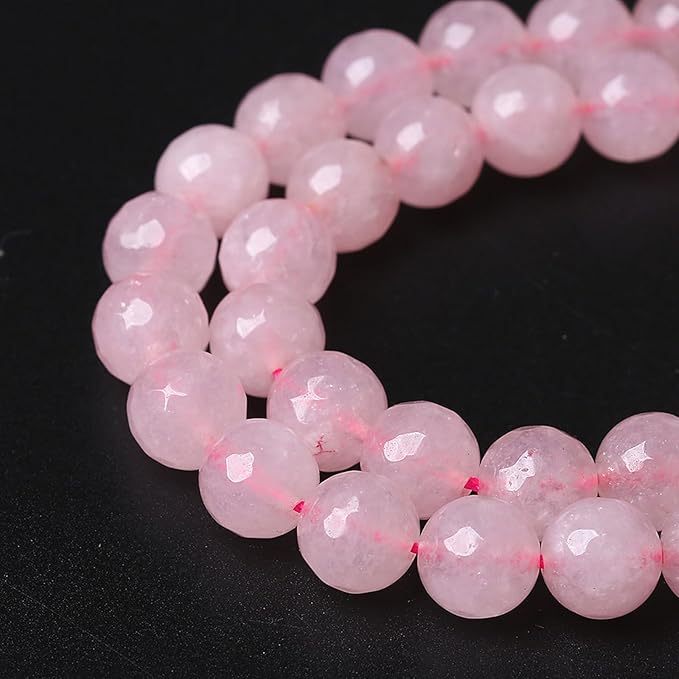 90pcs 4mm Natural Rose Pink Quartz Crystal Faceted Stone Beads for Jewelry Making Energy Healing Power Stone Beads DIY Bracelet Necklace Accessories 15" (4mm, Faceted Rose Quartz)