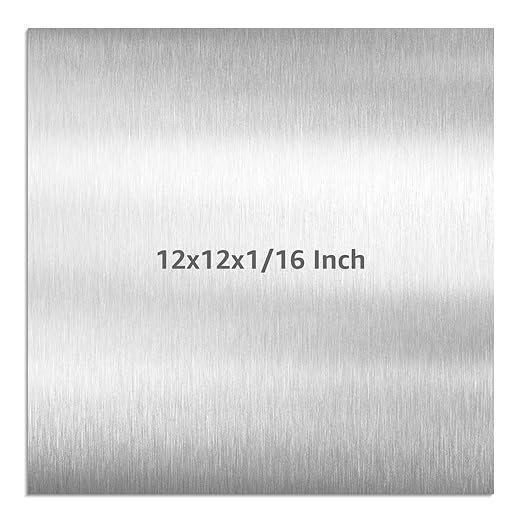 6061 T651 Aluminum Sheet Metal 12" x 12" x 1/16" (0.06") Rectangle Metal Plate Covered with Protective Film, 1.5mm Flat Aluminum Plate for Crafting and Industry