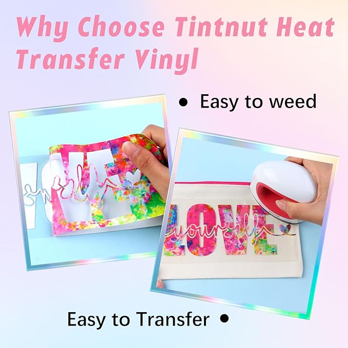 Tintnut Splash Heat Transfer Vinyl - 6 Sheets 10x12 Inch HTV Ink Watercolor Iron On Vinyl for T-Shirts Hats Clothes,for Cricut & Silhouette Cameo