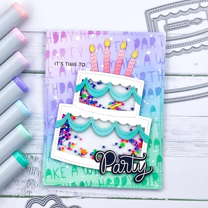 Cutting Dies for Card Making, Metal Scrapbooking Die-Cuts, DIY Bckground Frame Crafts Embossing Stencil, Paper Template Mold/Photo Album Arts Tool (Birthday Cake-8.5x8.2cm)