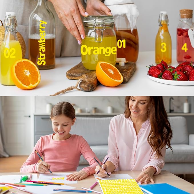 Alphabet Stickers, 1'' Yellow Letter Stickers - 12 Sheets, Self-Adhesive Vinyl for Mailbox Numbers, Bulletin Boards, Classroom & Home Decor