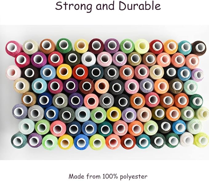 Sewing Threads Kits, All Purpose 100 Color Spools Polyester Thread Quilting Thread Assortment for Hand Machine Sewing Embroidery