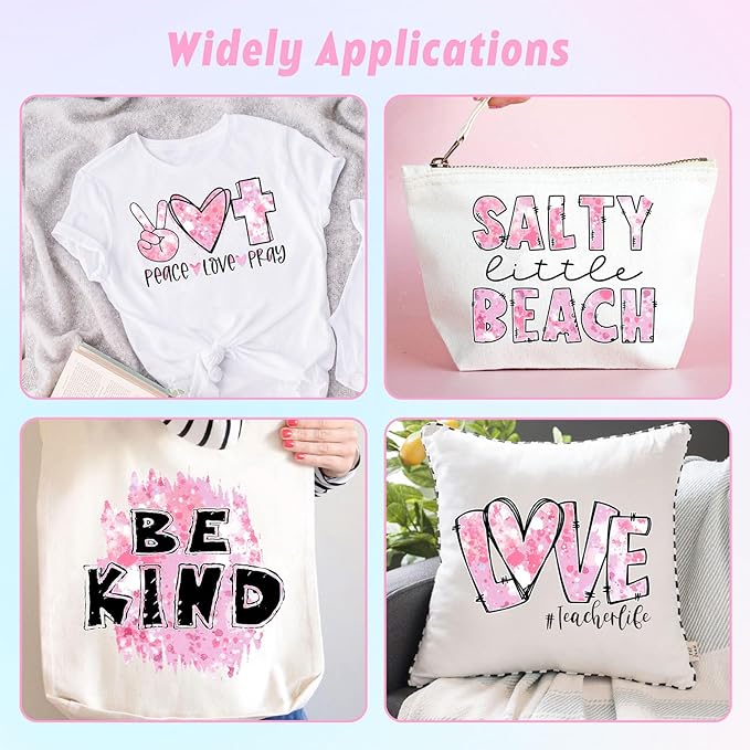 Tintnut Pink White Splash Heat Transfer Vinyl - 6 Sheets 10"x12"Watercolor HTV Patterned HTV Iron On Vinyl for T-Shirts Hats Clothes,for Cricut & Silhouette Cameo
