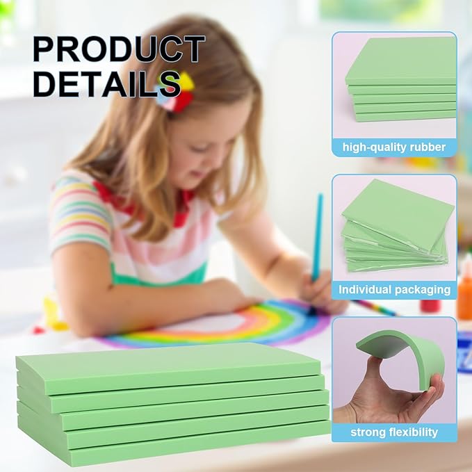 KUKLIPJIM 25 Pcs 4x6" Rubber Linoleum Stamp Carving Blocks for Printmaking, Artists, Crafts and More (Green)