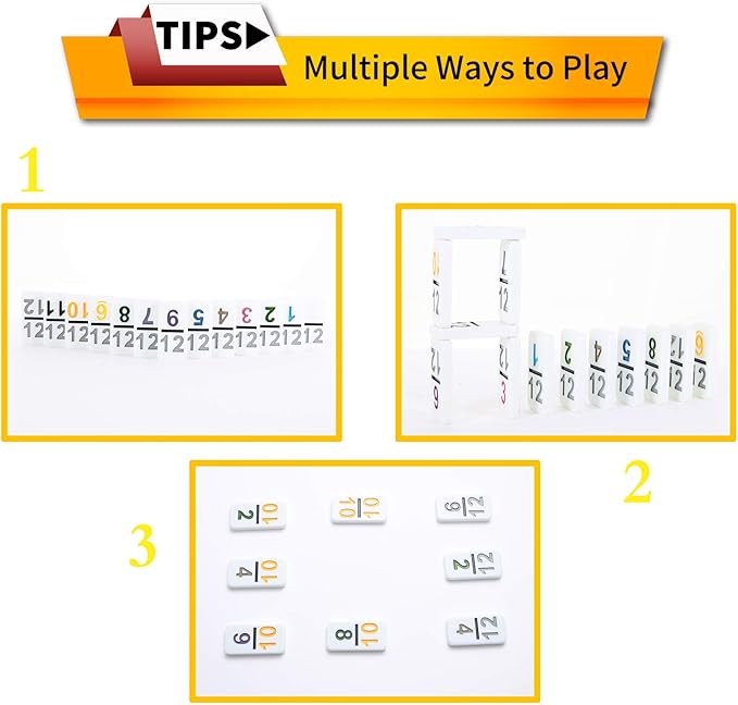 NOLIE Mexican Train Game, Double 12 Domino Set, Colored Number Dominoes with Aluminum Case