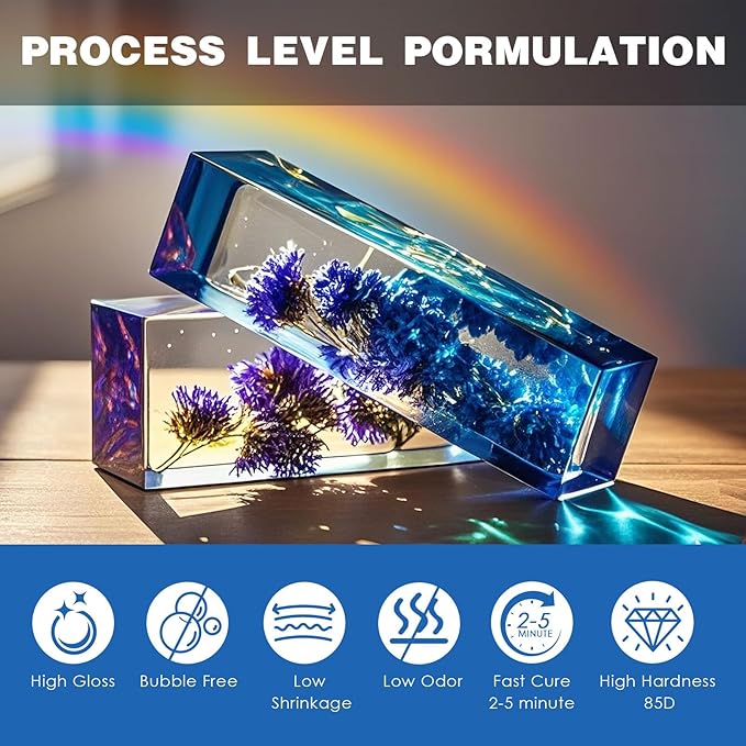 400g UV Resin kit, Crystal Clear Hard, Premixed UV Epoxica Resina Fast Curing Sunlight Activated with Casting Tools for Beginners Jewelry Making, DIY Art Crafts, Coating