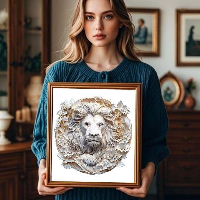 Wooden Puzzles Adults, 3D Paper Lion Wooden Puzzles 200 Pieces, Unique Animal Shaped Wood Challenging Jigsaw Puzzles Gifts for Adults, 11.4x11.2in