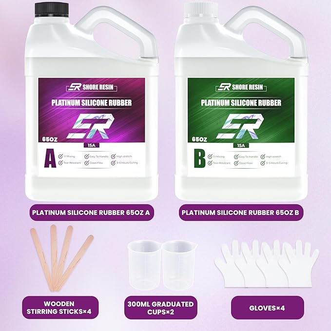 Silicone Mold Making Kit 130oz Platinum Silicone Rubber 15A Liquid Silicone Mixing Ratio 1:1 for Casting Resin Molds and DIY Jewelry Molds