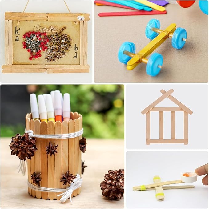 3000pcs 4.5" Wooden Craft Sticks, Popsicle Sticks for Waxing, Ice Cream Sticks, Wooden Sticks for Crafts, Hair Removal and Waxing Supplies, Creative Designs and Home Art Projects