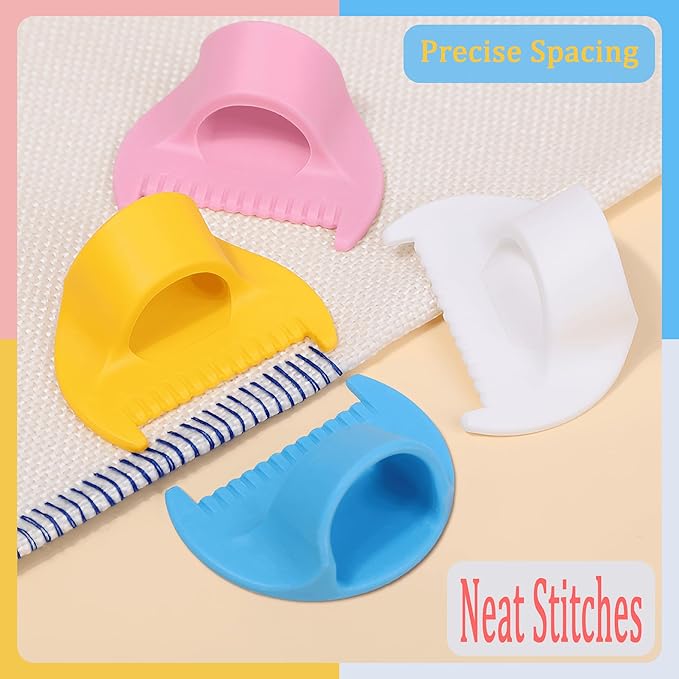2 PCS 4mm Edge Lock Seam Guide, Mini Sewing Finger Ruler for Hand Sewing, DIY Sewing Kit Tool, Sewing Needle Gauge Measuring Guide, Pink