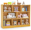 KOTEK Toy Storage Organizer, 8 Cubby Kids Bookshelf, Wooden 4-Tier Bookcase Storage Cabinet, Open Display Book Shelf for Daycare, Nursery, School Classroom, Living Room & Bedroom (Burlywood, 8 Cubes)