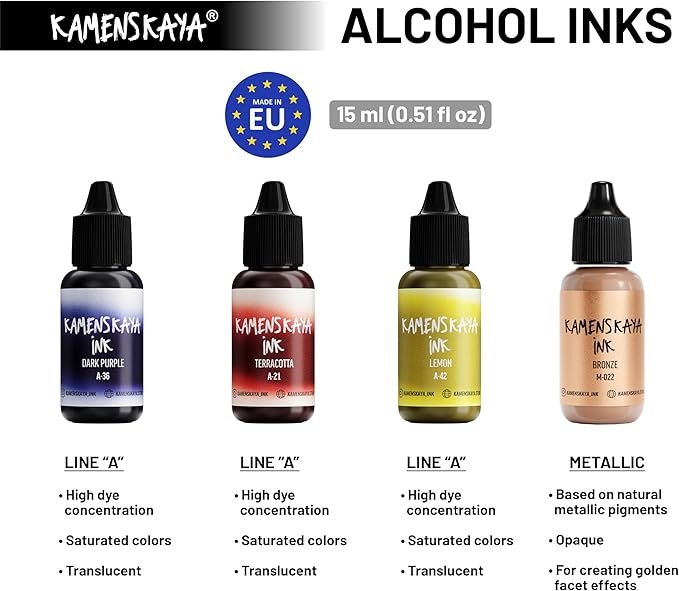 Alcohol Ink Set #6: Matched Color Combination of Alcohol Inks, 4 pcs. 0.51 fl oz (15 ml) Each