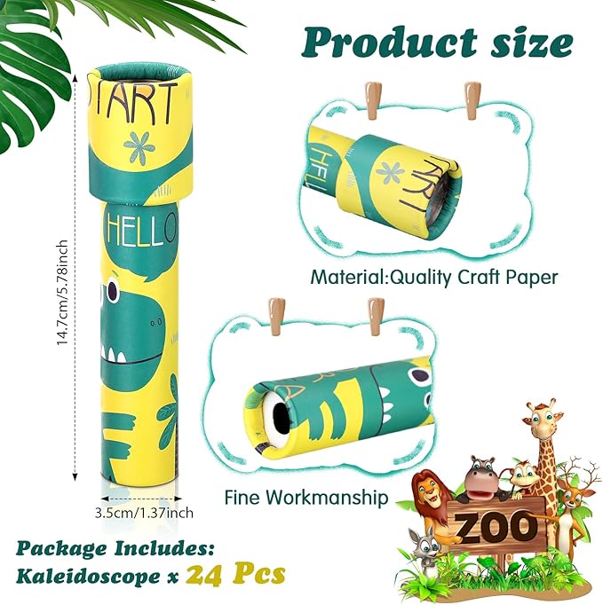 24 Pcs Classic Kaleidoscopes Educational Toys Return Gifts Paper Tumble Tube Prism Lens Old Fashioned Vintage Toys Party Favor Valentines Gift for Kids Stock Stuffer, Random Style(Cute Style)