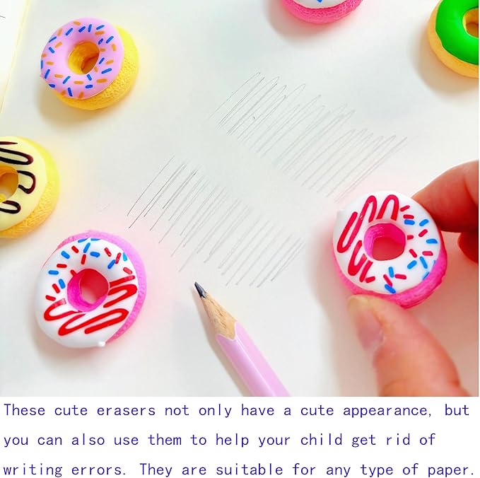 30PCS Cute Fun Donut Erasers for Kids Bulk,Back to School Party Gifts (Donut, Big)