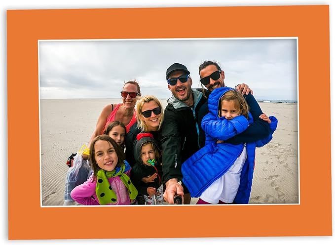 5x7 Mat for 8.5x11 Frame - Precut Mat Board Acid-Free Show Kit with Backing Board, and Clear Bags Orange 5x7 Photo Matte Made to Fit a 8.5x11 Picture Frame Matboard for Framing, Pack of 10 Mats
