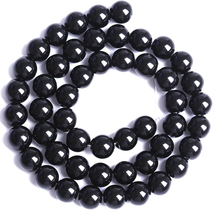 6MM Natural Black Agate Gemstone Beads Round Loose Stone Beads for Jewelry and Bracelets Making 120pcs 2 Strands 32"