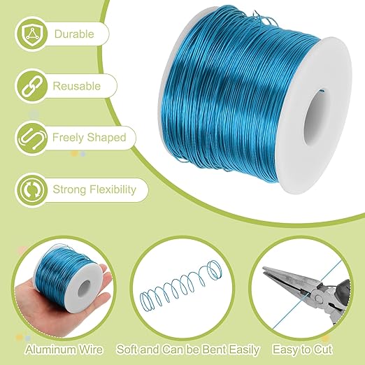 MECCANIXITY 20 Gauge Anodized Aluminum Craft Wire Bendable Bonsai Training Wire 771 Feet 0.8mm for Sculpting Crafts Wreath Floral Beading Jewelry Making, Blue