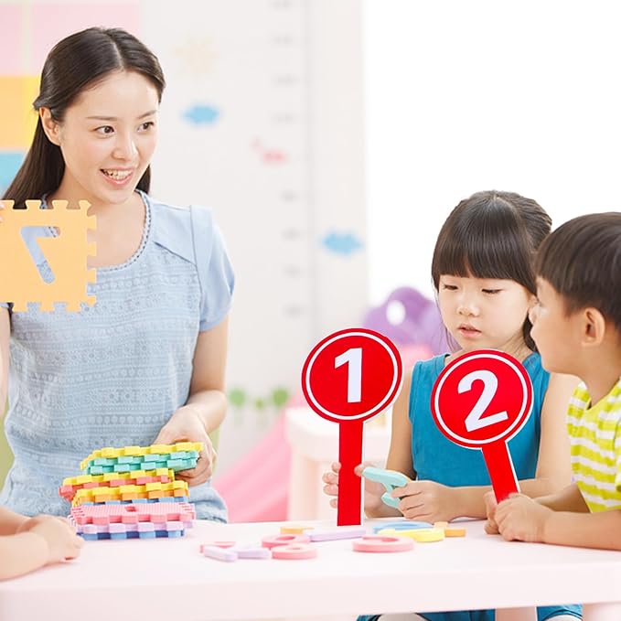 10pcs Auction Paddles 1-10 Score Paddles Voting Scoreboards Handheld Number Boards for Students Teachers Classroom Voting Games Party