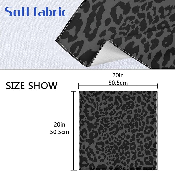 ALAZA Dark Gray Cheetah Leopard Print Cloth Napkins Set of 4, 20x20 Inch Washable and Reusable Napkin for Decoupage Dinner Party Everyday Use