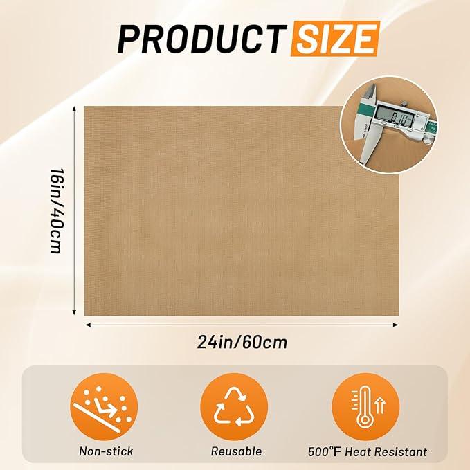 Svaldo Teflon Sheets for Heat Press 16x24, 10 Pack, Heat Press Paper for T Shirts, Hat, Reusable Non Stick PTFE Teflon Sheet, Iron Transfer Paper for Sublimation Machine, Craft & Baking