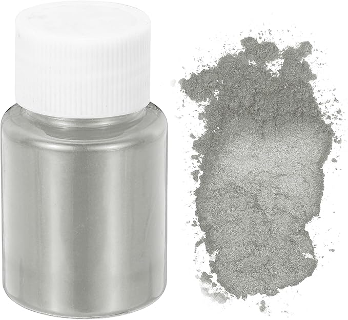 uxcell 10g/0.35oz Cosmetic Grade Mica Powder, 600 Mesh Mica Powder Natural Resin Epoxy Pigment Powders for Casting Resin, Candle Dye, DIY Nail Polish and Lip Gloss, Light Gray