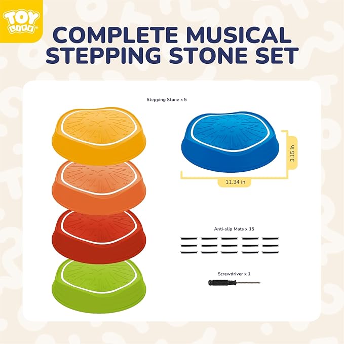 TOY Life 5 Pcs Light Up Musical Balance Stepping Stone for Kids, Indoor Outside Toys for Kids Ages 4-8, Toddler Outdoor Toys, Stepping Stones Game Sensory Balance Toy