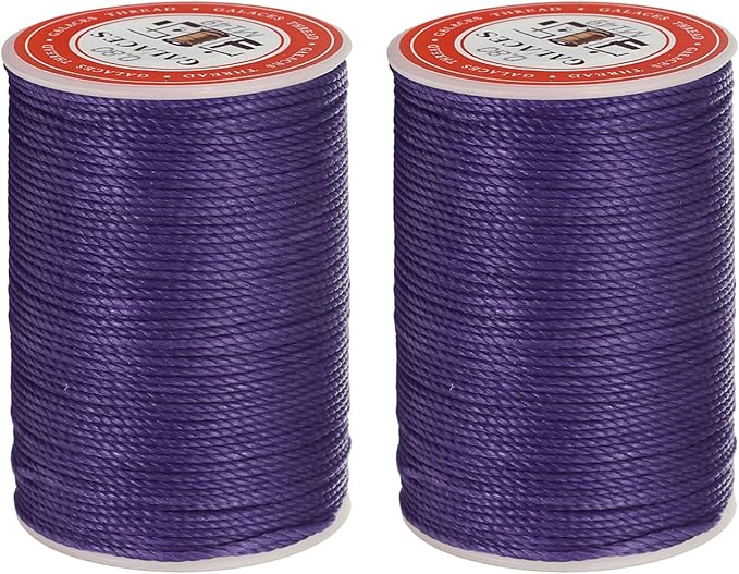 uxcell Round Leather Sewing Waxed Thread, 55m / 60 Yards Polyester Wax String, 0.80mm Wax Stitching Cord for Leather Crafts, Bookbinding, Bracelets Braided, Dark Purple, 2pcs