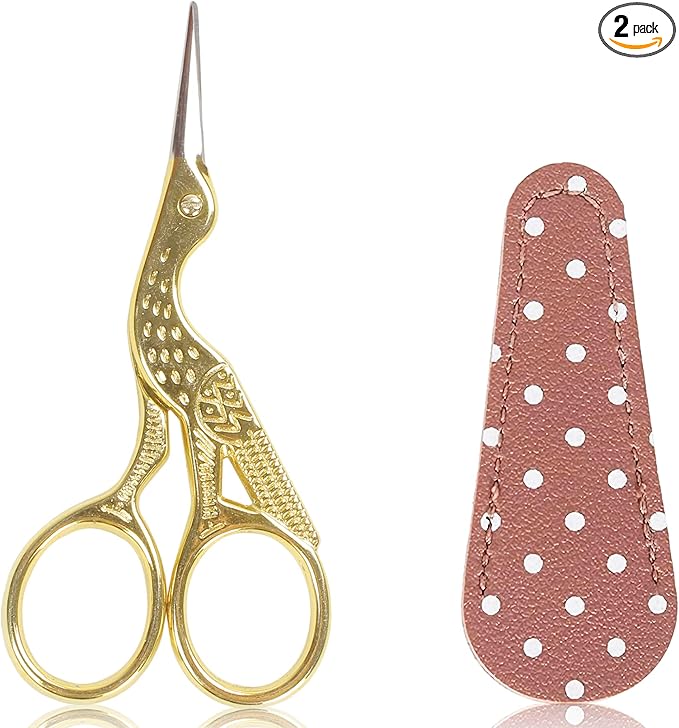 BIHRTC 3.6inch Little Embroidery Scissors Sharp Stainless Steel Tip Cross Stitch Scissors for Office Home Manual Sewing Handicraft DIY Tool Art Work Needlepoint Crochet Vintage Detail Shears