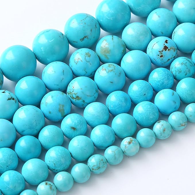 10MM Natural Turquoise Gemstone Beads Blue Stone Round Loose Beads for Jewelry Making Bracelet 72pcs 2 Strands 32"