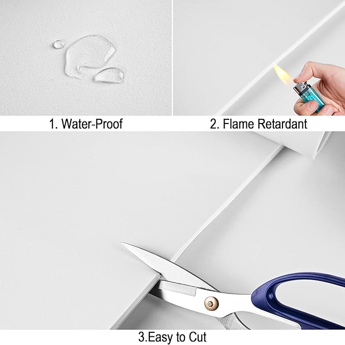Neoprene Sponge Rubber Foam Sheets with Adhesive Backing, 12" x 60" x 1/8" White Foam Roll Insulation Board Soundproof Neoprene Mat, Great for Cosplay Padding, DIY, Gaskets, Costume, Crafts