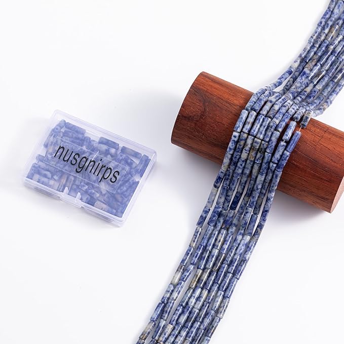 Natural Blue Sodalite Cylinder Tube Beads 4x13mm 38cm/str Loose Semi Gemstone Stone Beads for Making Bracelets Necklace Earrings