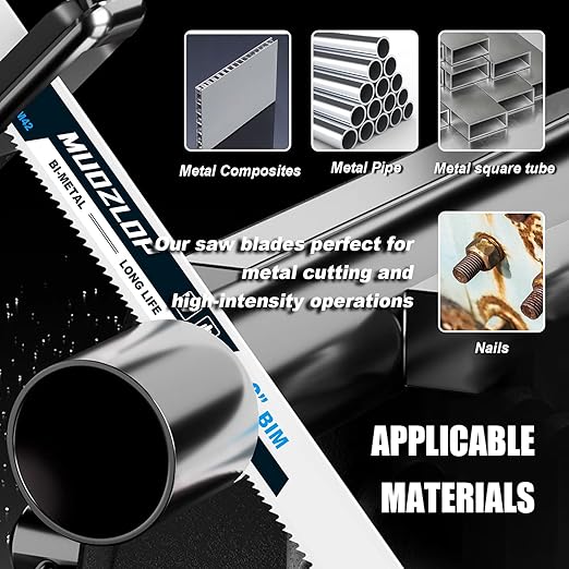 10 Pack 6inch Reciprocating Saw Blades Set,14/18 TPI High Carbon Saw Blades, Metal Saw Blades with Organizer Case (10, 14/18TPI/150mm)