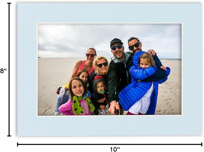 8x10 Mat Bevel Cut for 5.5x8.5 Photos - Acid Free Baby Blue Precut Matboard - For Pictures, Photos, Framing - 4-ply Thickness