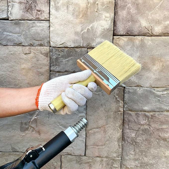 Paint Brush 5 inch, Shed and Fence Stain Block Brush with Screwed Handle for Decks, Walls and Heavy-Duty Painting Projects, Poly/Bristle Blended(6-Pieces)