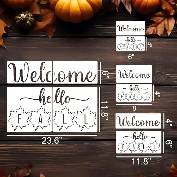 Fall Stencils Hello Fall Doormat Stencils for Painting on Wood Door Mats Fabrics Porch Hanger