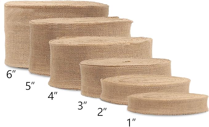 KINJOEK 6 Inch Wide 54 Yards Burlap Ribbon, Natural Jute Fabric Ribbon Crafts Ribbon for Christmas Wedding Gifts Burlap Fabric DIY for Decoration