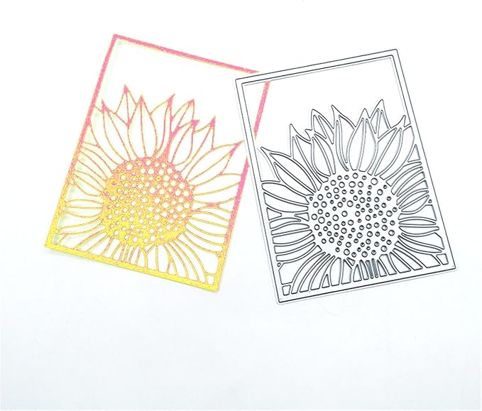 Mvchifay Cutting Dies for Card Making Metal Die-Cuts Scrapbooking Tool Hollow Frame DIY Craft Punch Template Embossing for Paper Album Decor (Sunflower Frame-12.6x9.8cm)