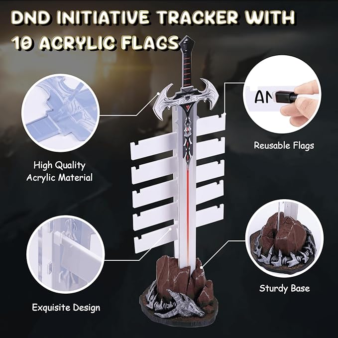 DND Initiative Tracker,Initiative Tracker with 10 Erasable Taken Flags,DND Accessories,Dungeons & Accessories Dragons