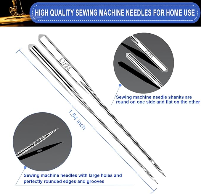 50PCS Sewing Machine Needles, Universal Sewing Machine Needle for Singer, Brother, Janome, Varmax, Needles for Sewing Machine with Sizes HAX1 65/9, 75/11, 90/14, 100/16, 110/18
