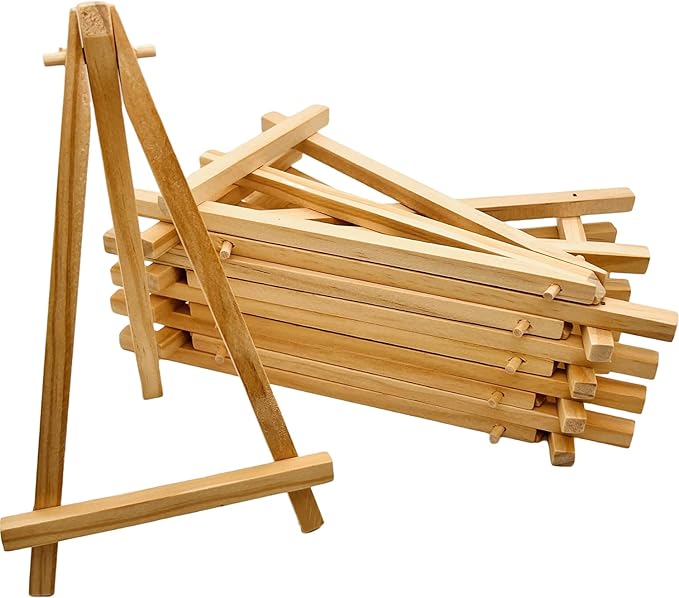 7.5 Inch Mini Wood Display Easel, 10 Pcs Tabletop Easels for Displaying Photos, Picthres