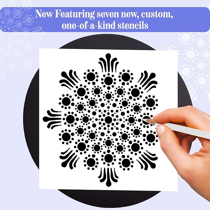 Complete Beginner's Mandala Painting 46 Piece Kit with Acrylic Paints, Reusable Stencils and Dotting Tools. Fun Rock Art & DIY Craft Project. Starter Activity Pack and Gift for Teens, and Adults