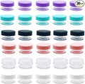 30 Pcs Sample Containers, 10 Gram Mini Sample Jars for Cosmetic, Eye shadow, Multi color Lid